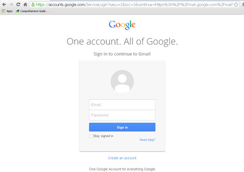 Gmail Account Login Screen