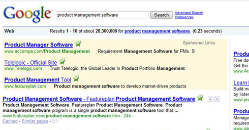 Old google search engine placement