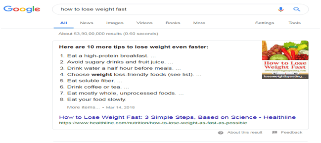 Feature rich snippets